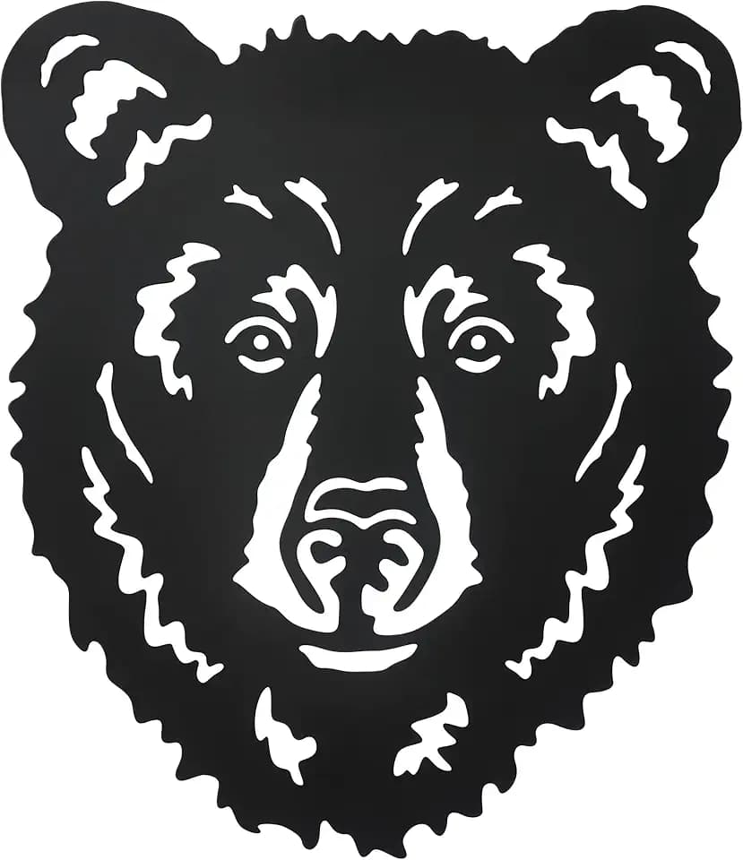 Metal Bear Wall Art,Black Bear Head Wall Decor Sculptures for Living Room