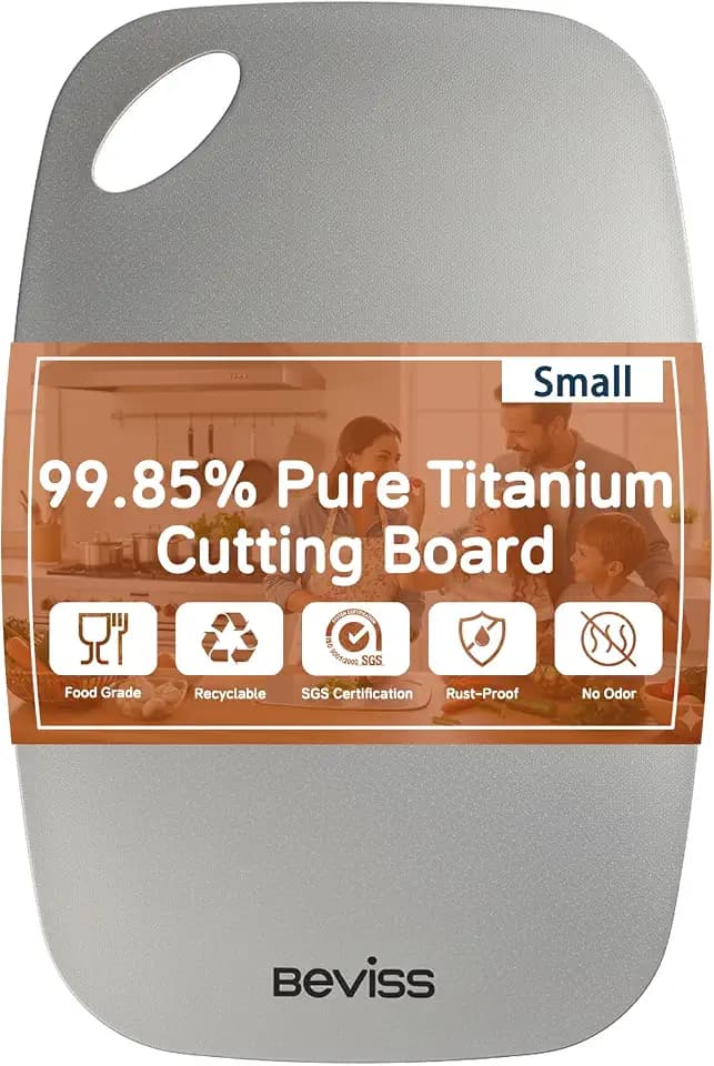 99.85% Pure Titanium Cutting Board titanium 11.5"L x 8"W- BPA Free, Non-Porous & Durable Kitchen Chopping Board for Meat, Vegetables