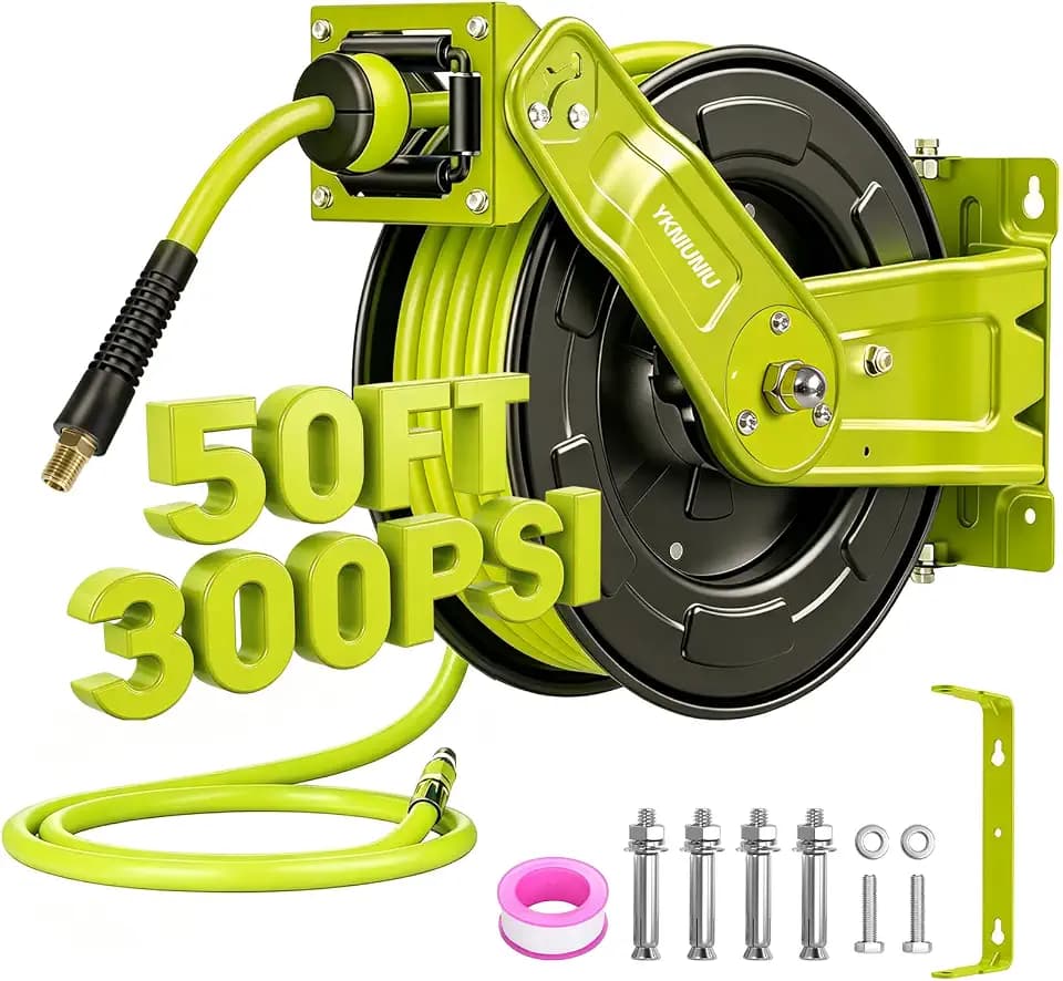 3/8" air hose reel,50 ft retractable, 180° Swivel Ceiling/Wall Mount