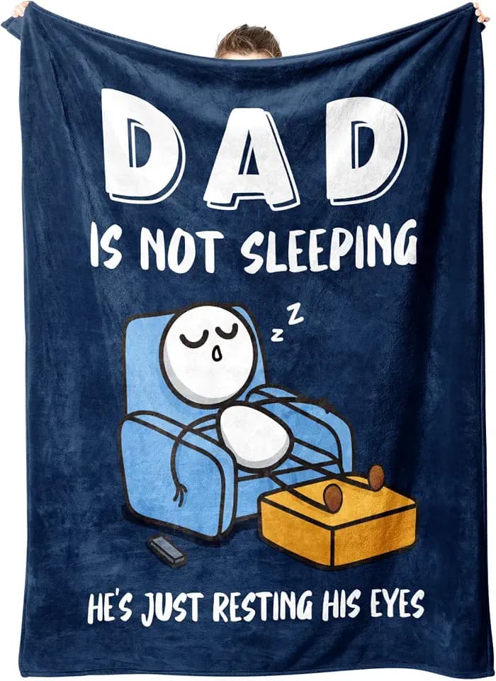 Funny Birthday Gift for Dad Husband, Dad is Not Sleeping Blanket