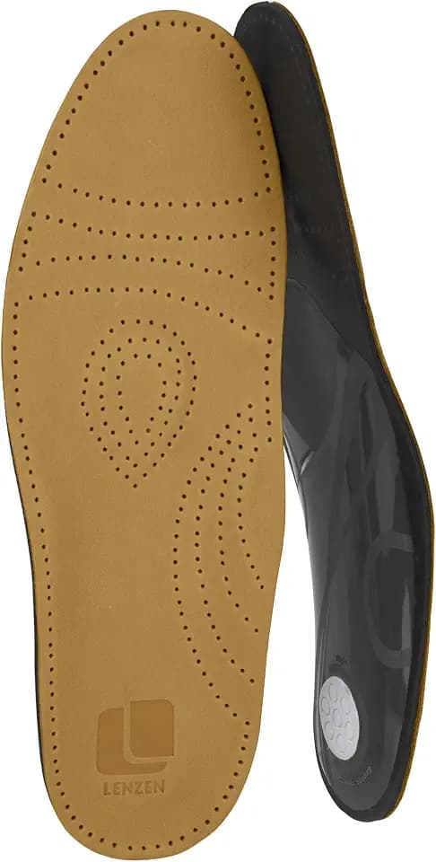 Orthopädische Einlegesohlen aus hochwertigem Leder - Dünne Schuheinlage mit Mittelfußstütze und Aktivkohle - Senkfuß Einlagen - Ledersohlen für Schuhe