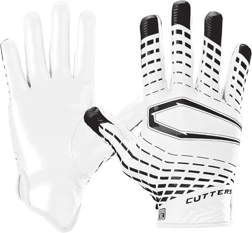 Cutters Football Wide Receiver Gloves. Rev 5.0 Ultra Grip No Slip. (1 Pair)