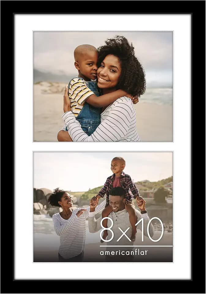 Americanflat 8x10 Double Picture Frame - Engineered Wood - Black