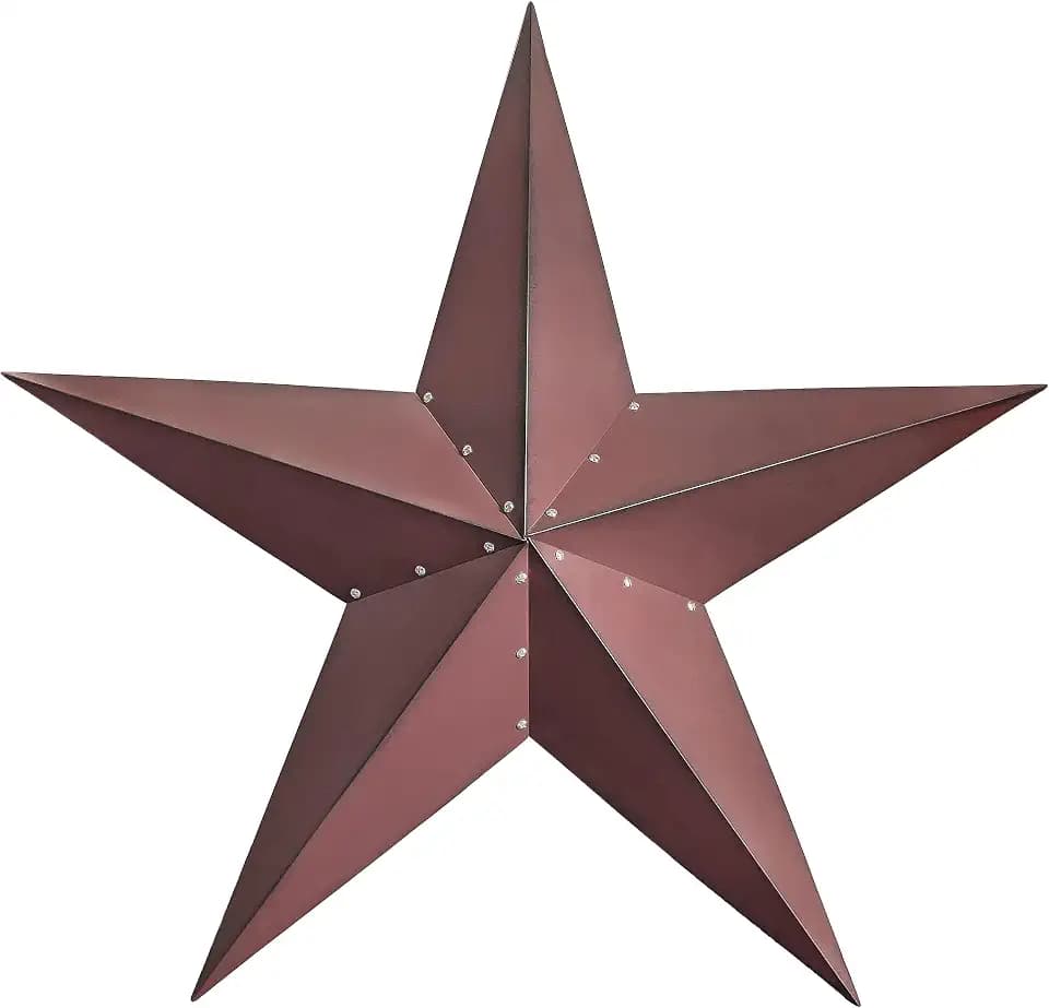 JoyEvy 48" Large Barn Star-Red Black Barn Stars Outdoor Decoration-Metal Star for Outside Texas Stars Art Rustic Vintage Western Country Home Farmhouse Primitive House Decor- Primitive Wall Décor
