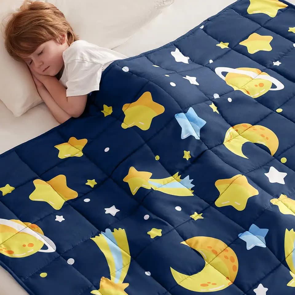 anfie Weighted Blanket(36"x48" 5lbs) Weighted Blanket Cooling Blanket for Resting,Throw Size Breathable Blanket with Premium Glass Bead(Navy Blue Moon)