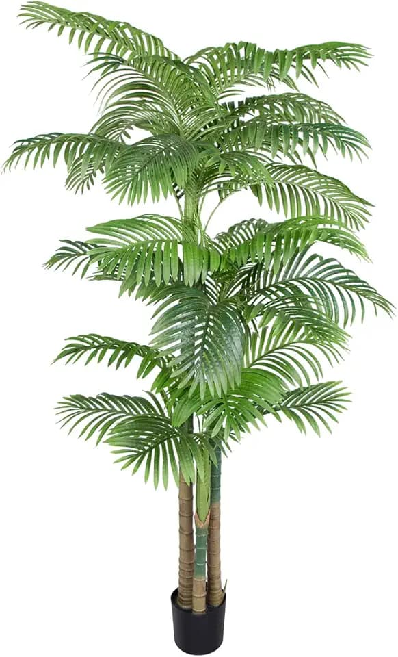 7.5ft Triple Golden Cane Palm Artificial Tree Indoor/Outdoor UV Resistant