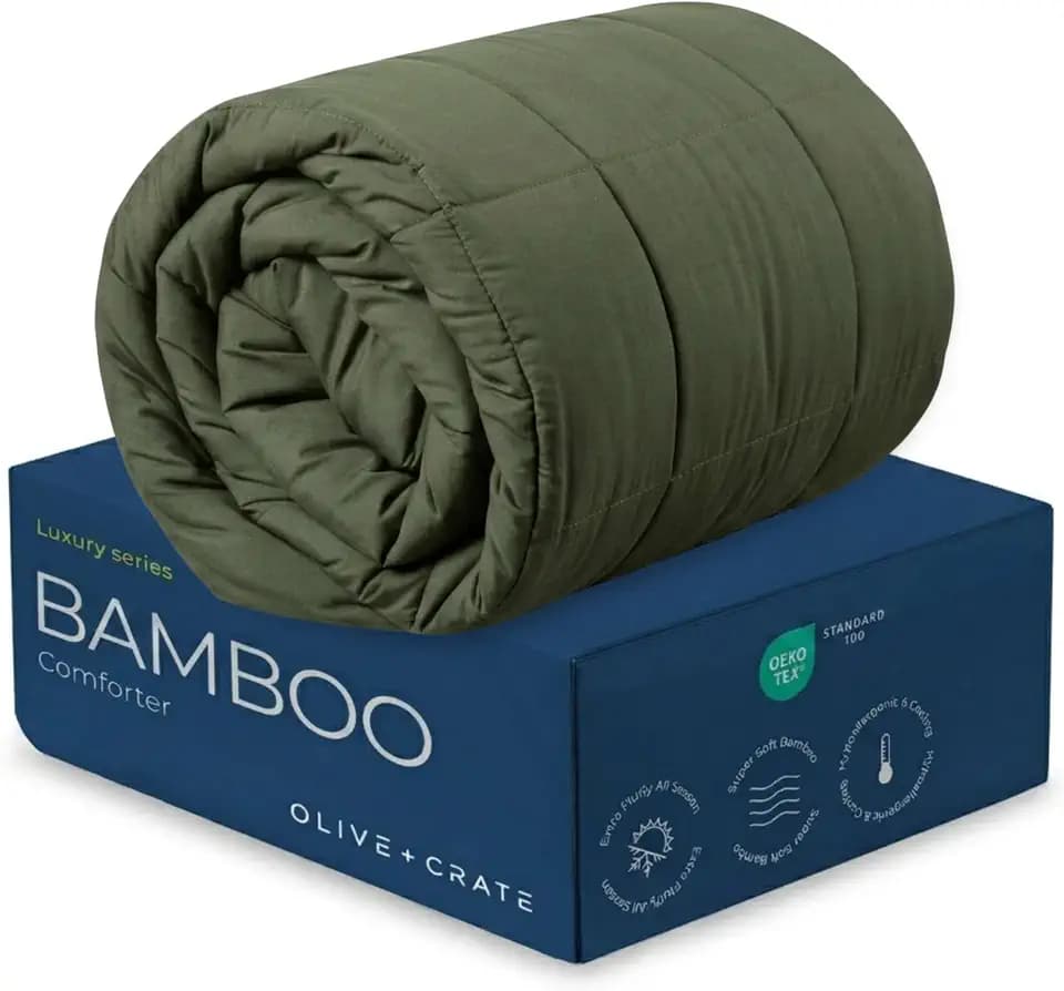Olive + Crate Bamboo Comforter Duvet Insert, King, Moss