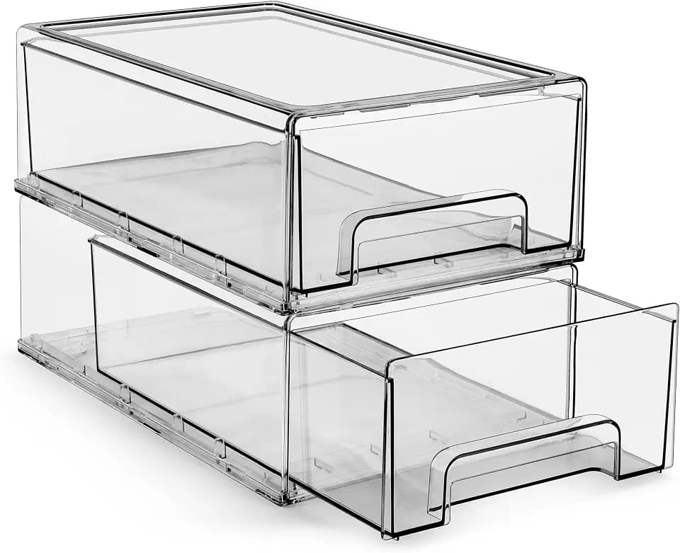 Sorbus Clear Stackable Storage Drawers for Refrigerator (Medium, 2 Pack)