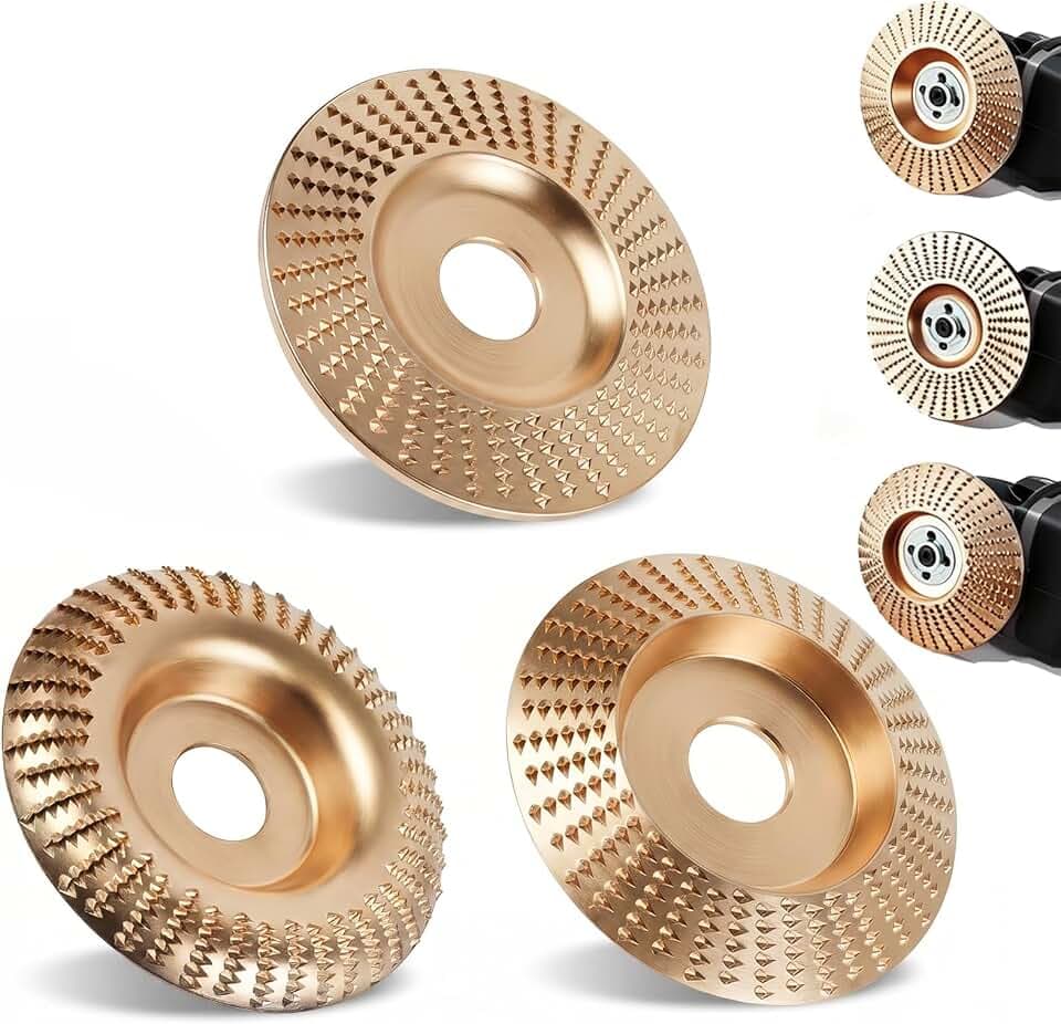 Angle Grinder Polishing Pad,Heavy-Duty Wood Carving Disc Set,Tungsten Carbide Sanding Discs Grinding Wheel,Woodworking Attachment for Cutting, Shaping, Sanding (3*Flat Surface)