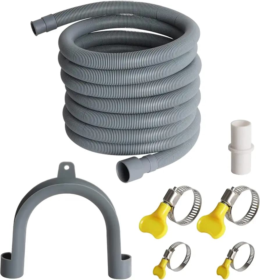 Manste Washer Drain Hose Extension,10FT, Washing Machine Drain Hose Extension,extra Long Washer Drain Hose, U-Bend Holder, Adapter 4 Pcs Clamps