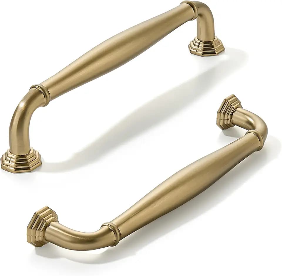 khtumeware 10 Pack 5 Inch(128mm) Champagne Bronze Heavy Duty Solid Cabinet Pulls Satin Brass Cabinet Handles Heavy Duty Solid Cabinet Hardware for Cupboard Drawer Pulls Dresser Handle