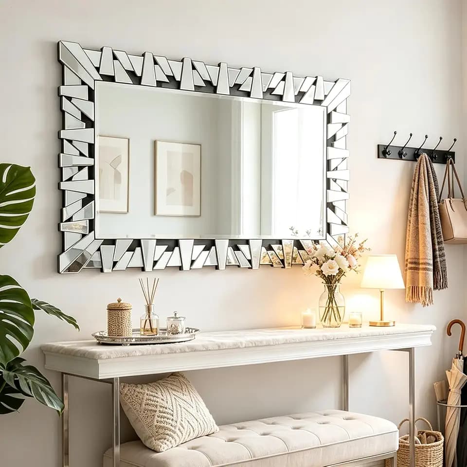 40" x 28" Large Wall Mirror with Glass Frame for Living Room