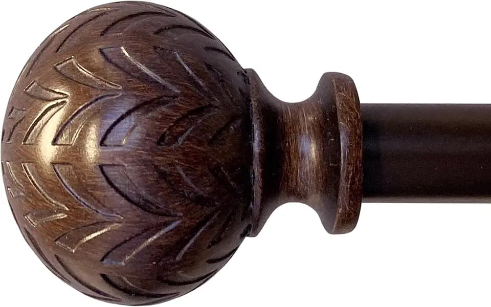 Hermosa 86-128 Inch Adjustable Curtain Rod Set, 5/8 Inch Diameter in Walnut