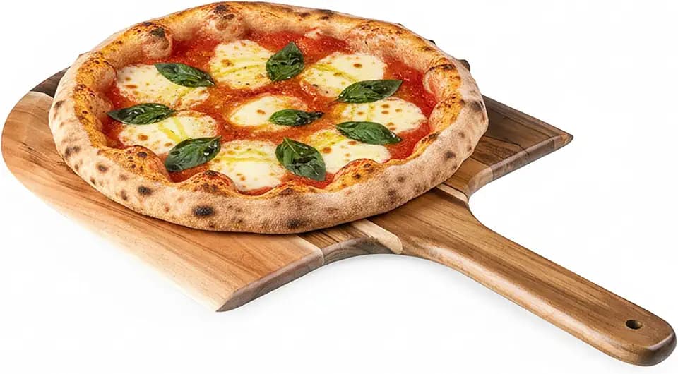 PICNIC TIME Acacia Wood Pizza Spatula Peel, Serving Pizza Paddle with Tapered Handle for Comfort and Steady Grip, Bread Peel and Oven Accessories, Flat Paddle with Beveled Edge (Acacia Wood)