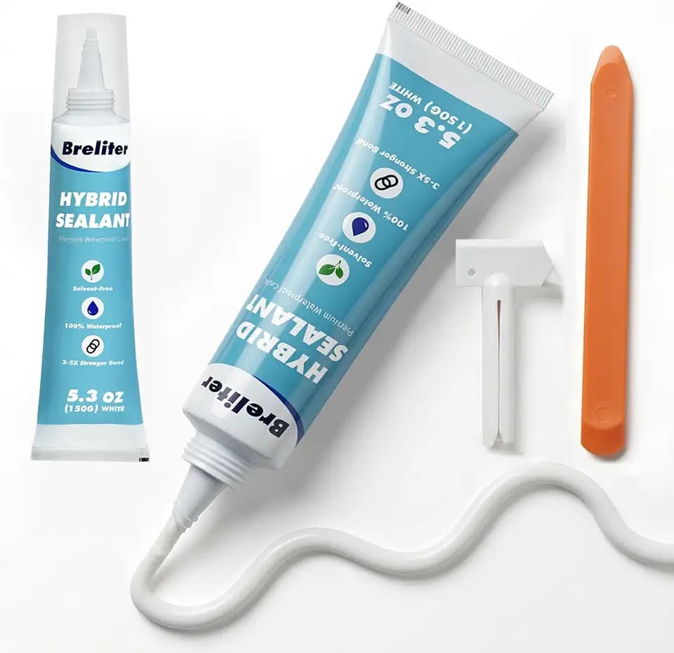 Breliter Silicone Caulk, White Caulk, Hybrid Sealant, 5.3 oz