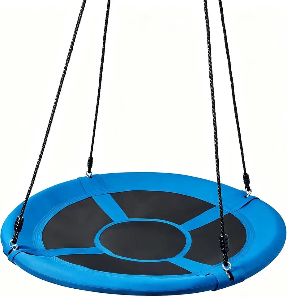TURFEE 40 inch Saucer Tree Swing 900Lb Weight Capacity, Waterproof Swing Seat for Kids Outdoor with Hanging Straps Playground Outdoor Backyard(Blue)
