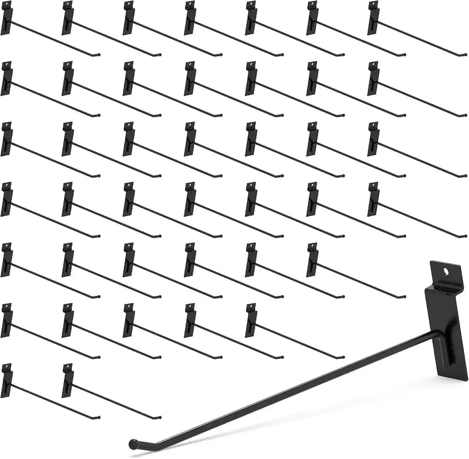 HUHOLE 32PC 10 Inch Slatwall Hooks Steel Hangers