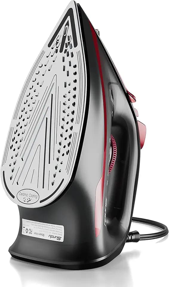Sundu 1500W Steam Iron with Ceramic Soleplate & Auto-Off for Clothes