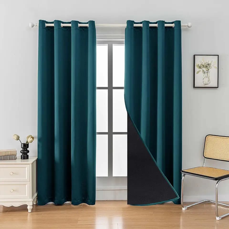 Anytime 100% Blackout Curtain 2 Panels Set,Thermal Insulated Window Drapes for Bedroom,Full Shading Panels (Greyish Blue,52W x 80L)