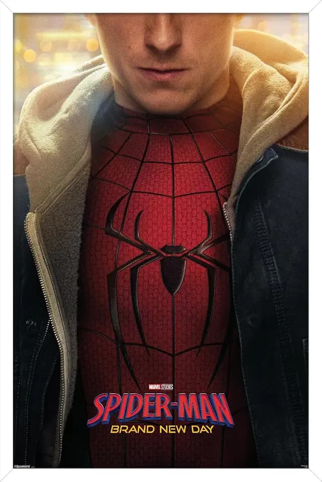 Marvel Spider-Man: Brand New Day (2026) - Peter One Sheet Wall Poster, 34L" x 22.4W", White Framed Version
