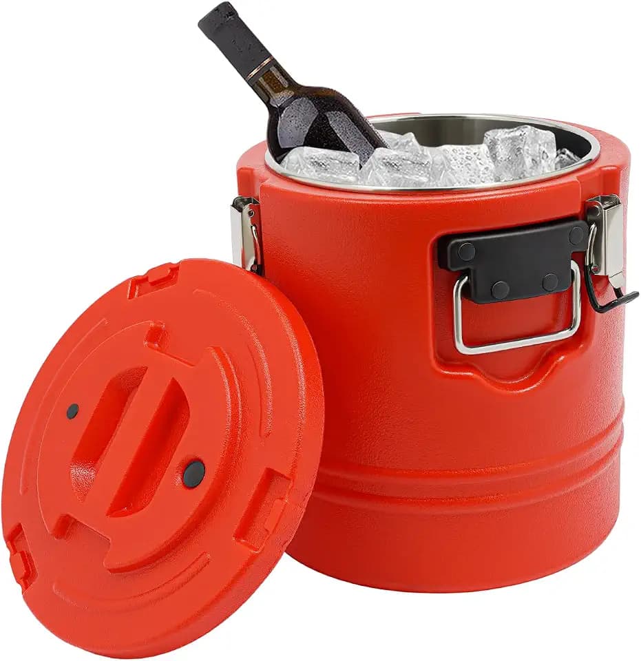 15L Portable Commercial Food Warmer, Insulated Bucket, Insulated Soup Container, Insulated Soup Carrier, Commercial Soup Containers with Lids for Kitchens, Parties (Red)