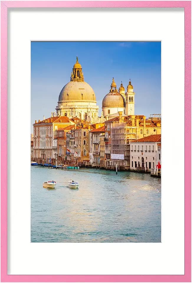 wyooxoo 20x30 Poster Frame Made Of Solid Wood Pink Picture Frames Display Pictures 16x24 with Mat or 20x30 Without Mat Colorful Frame For Horizontal Vertical Wall Mounting