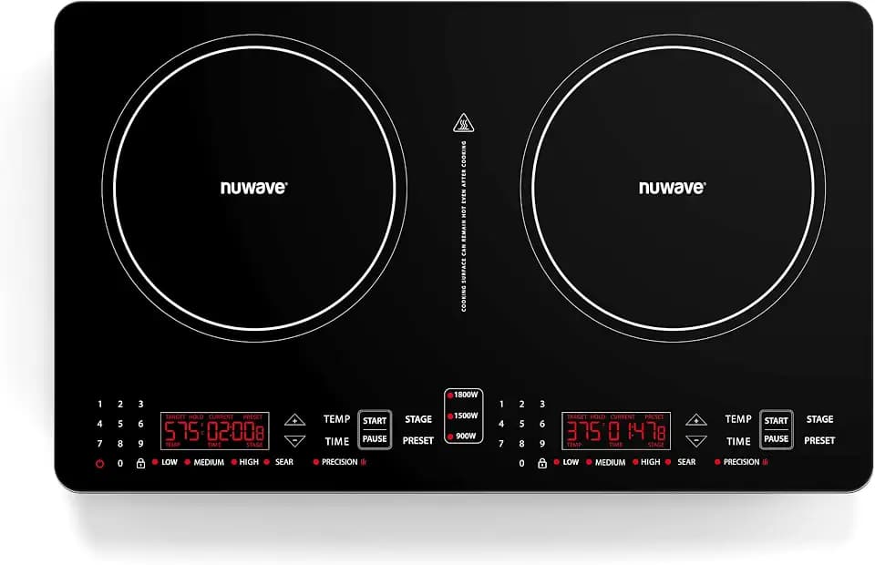 Nuwave PIC Double Portable Induction Cooktop, 900W/1500W/1800W Options