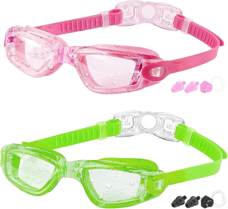 COOLOO Kids Swim Goggles, 2 Packs Swimming Goggles for Kids Child Age 4-16