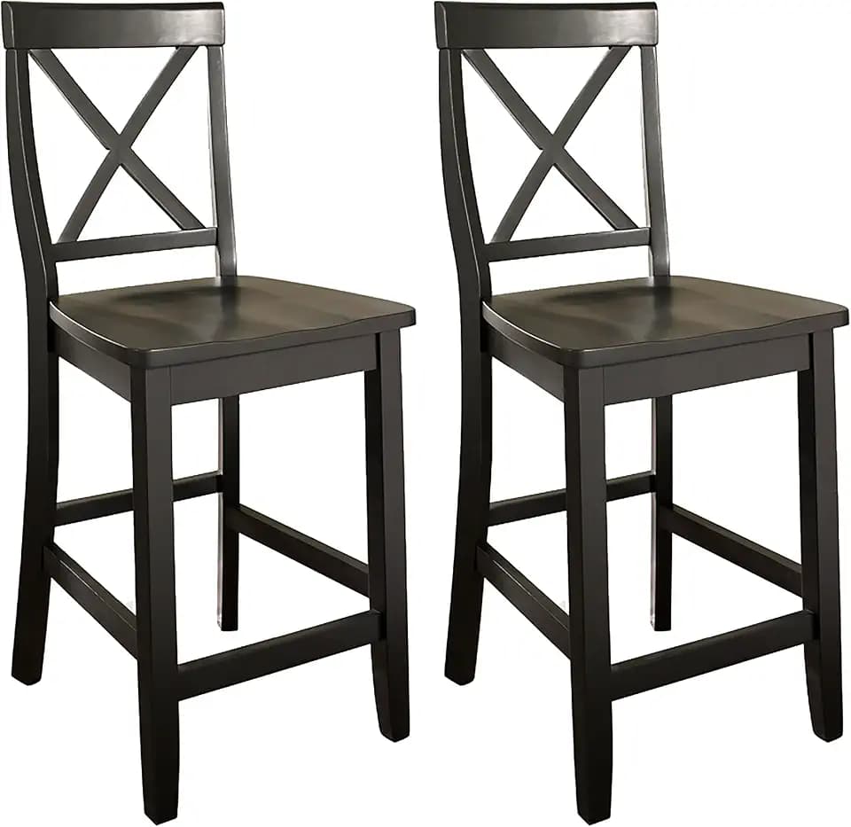 Crosley Furniture X-Back Wood Counter Stools, Set of 2, 24"