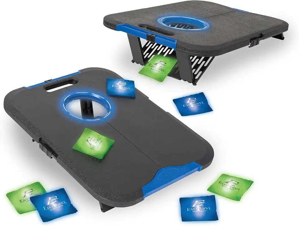EastPoint Cornhole Set, 2 Targets, 8 Bean Bags, LED Lights, Outdoor Games