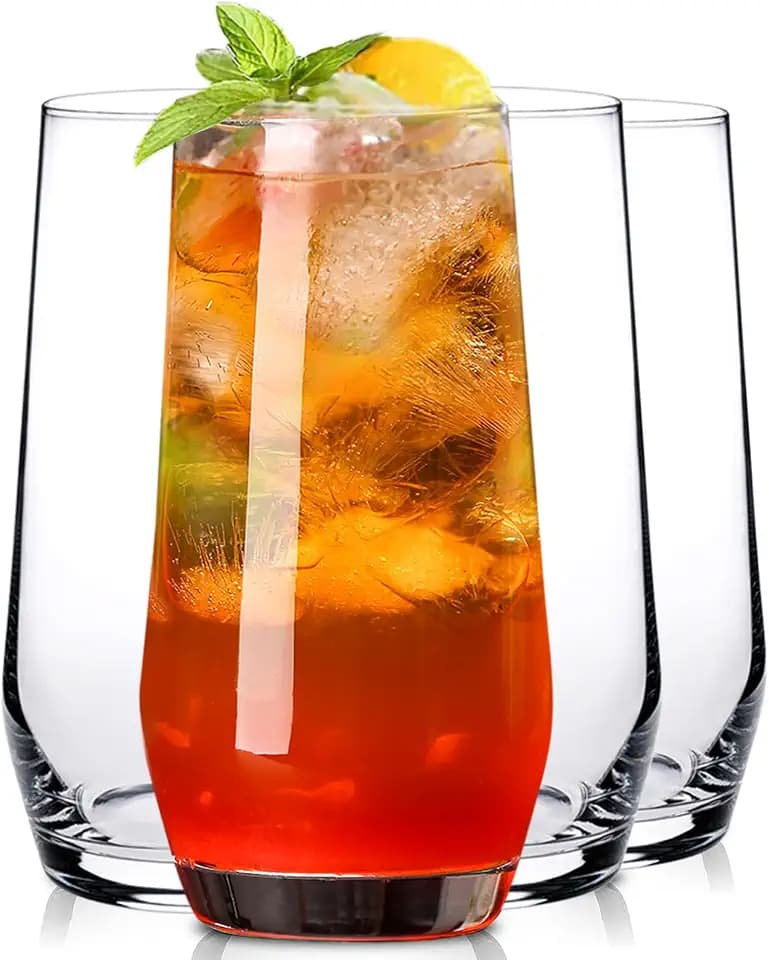 Highball Glasses Set of 4,Tall Drinking Glasses 18oz