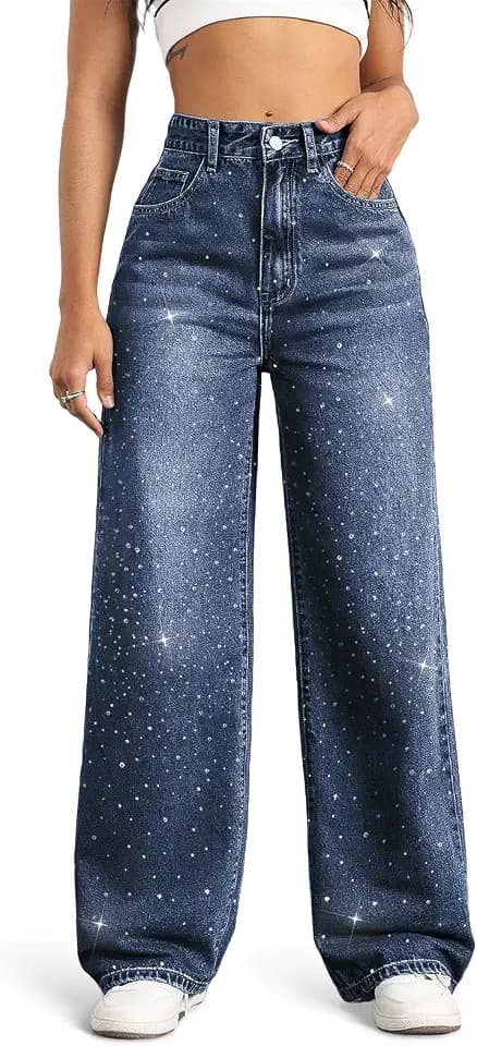 Straight Leg Jeans for Women High Waisted Wide Leg Denim Pants