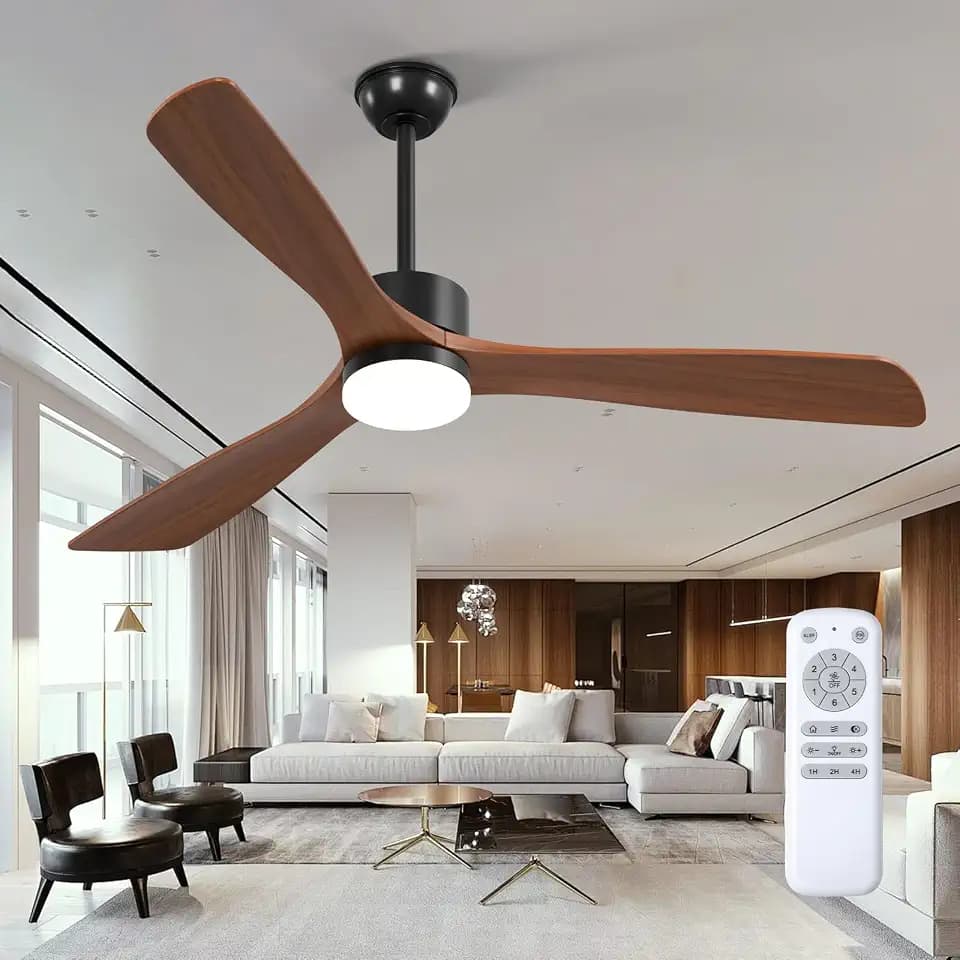 addlon 60 Inch Solid Wood Ceiling Fans with Lights and Remote Control