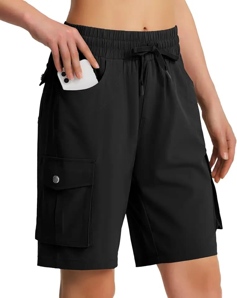 Hugut Women's 9" Hiking Cargo Shorts Lightweight with 6 Pockets