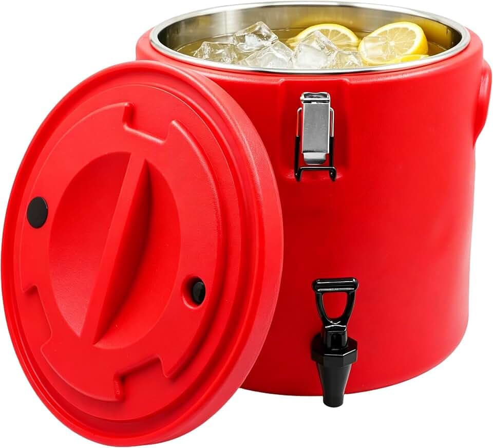 20L/5Gal Insulated Beverage Dispenser Stainless Steel Thermal Hot/Cold Drink Server with Spigot & Handles, Large Capacity Ice Coffee Juice Dispenser for Restaurant,Drink Shop,Catering, Buffet,Party