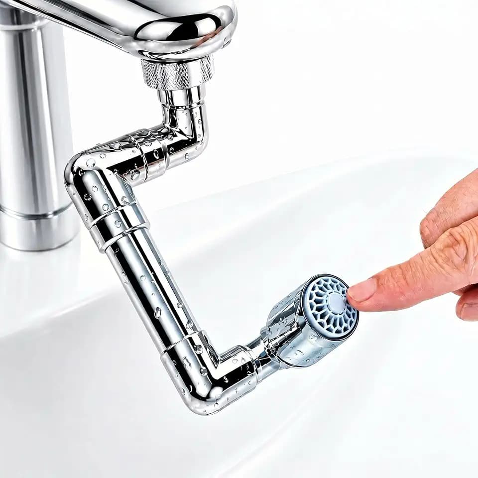 Premium Solid Brass U-Shaped Faucet Extender for Bathroom Sink and Kitchen,1080° Swivel Sink Faucet Extension with One-Touch Stop Button, 5.5" Long Reach, Fits M22/M24, M18.5/M21.5 Adapters