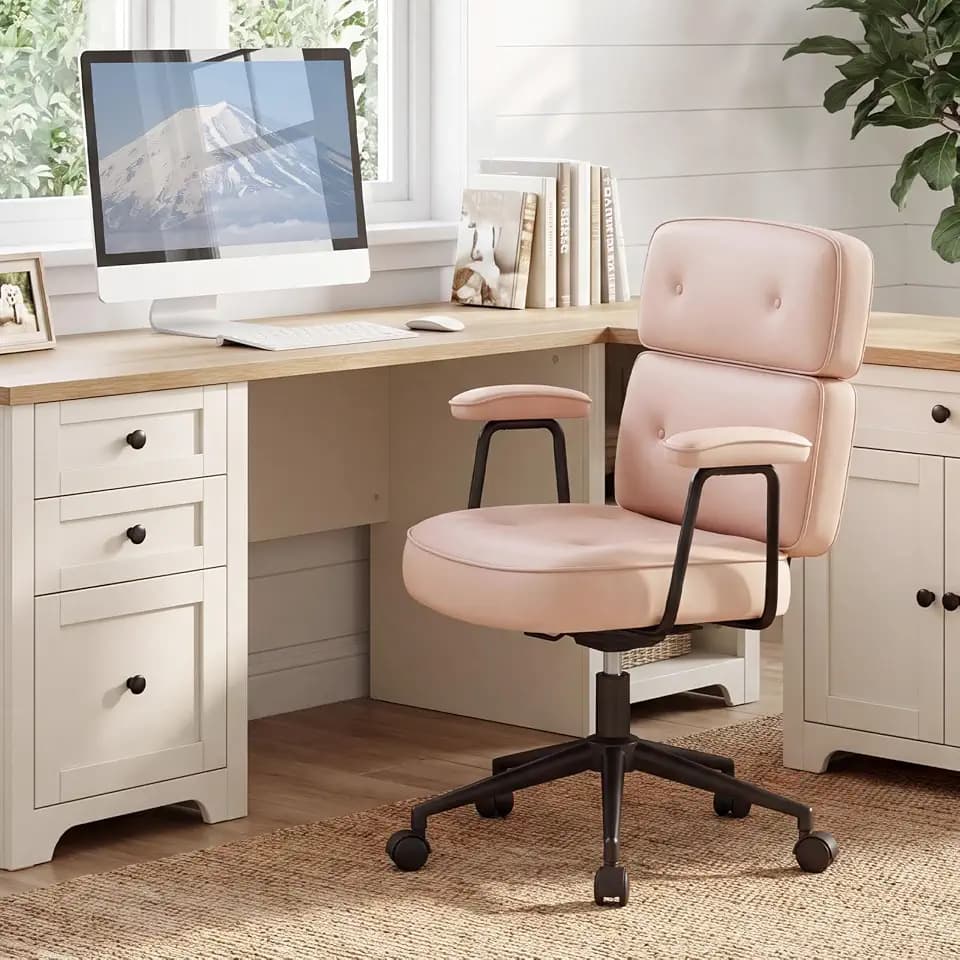 DUMOS Ergonomic PU Leather Office Chair, Desk Chair with Lumbar Support