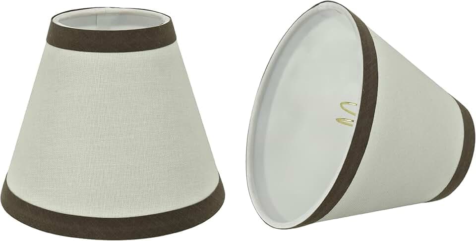Aspen Creative 32043-2A, Hardback Empire Clip-On Chandelier Lamp Shade, Off-White, 3" Top x 6" Bottom x 5" Slant Height, Set of 2