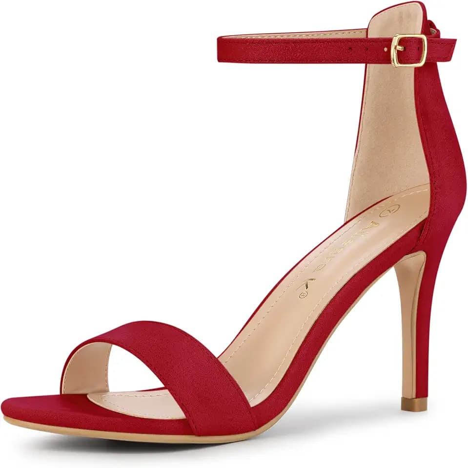 Allegra K Women Suede Ankle Strap High Stiletto Heel Open Toe Sandals