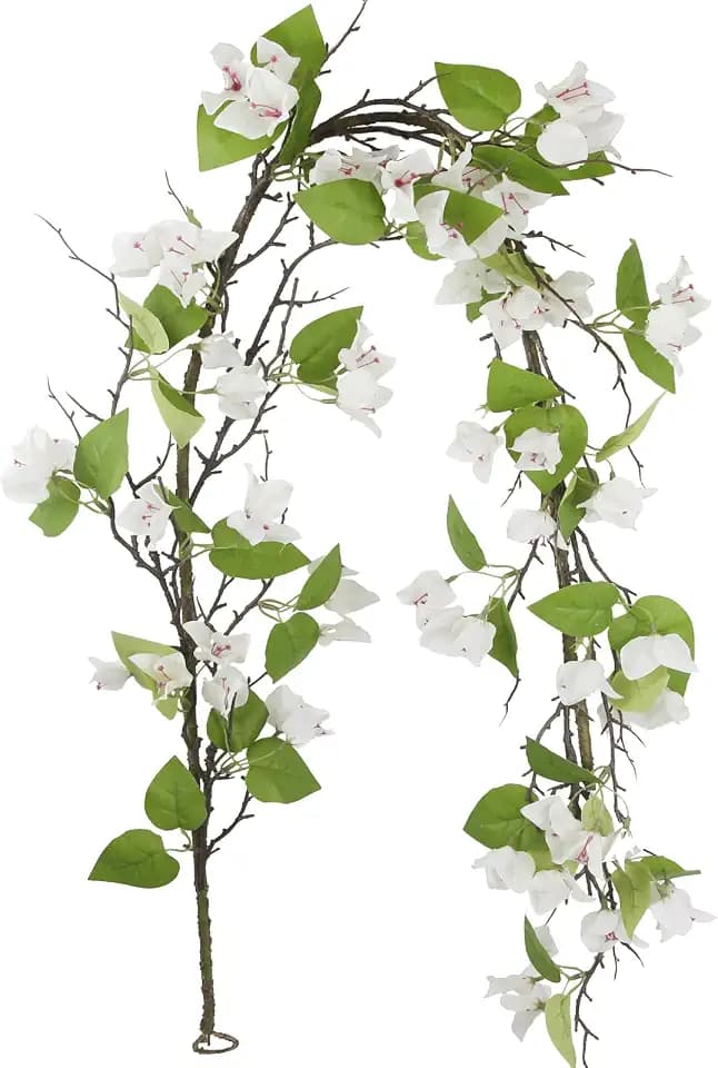 CITYES Artificial Bougainvillea Flowers Garland White Silk Bougainvillea Vines UV Resistant Realistic Faux Hanging Flowers Plants for Outdoor Outside Summer Decoration Porch Patio Balcony Yard Wall