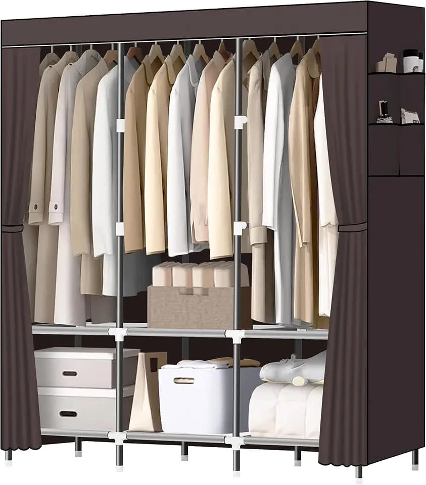 LOKEME Wardrobe Closet,Steel Pipe Diameter 19mm,Portable Closet for Bedroom