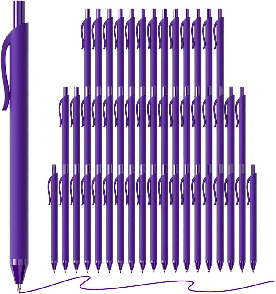 Purple Pens Bulk 50 Pack 1.0mm Ballpoint Pen for Smooth Writing