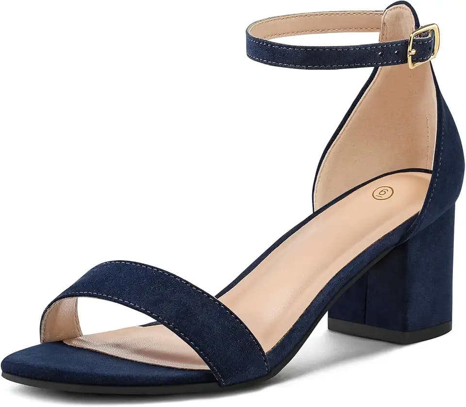 mysoft Women's Chunky Heels Open Toe Dress Sandals with Ankle Strap