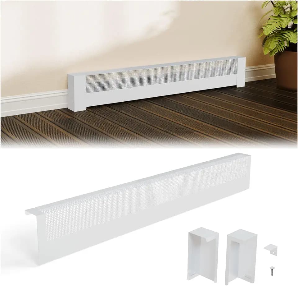 4Ft Galvanized Steel Baseboard Heater Cover with End Caps, BHC4