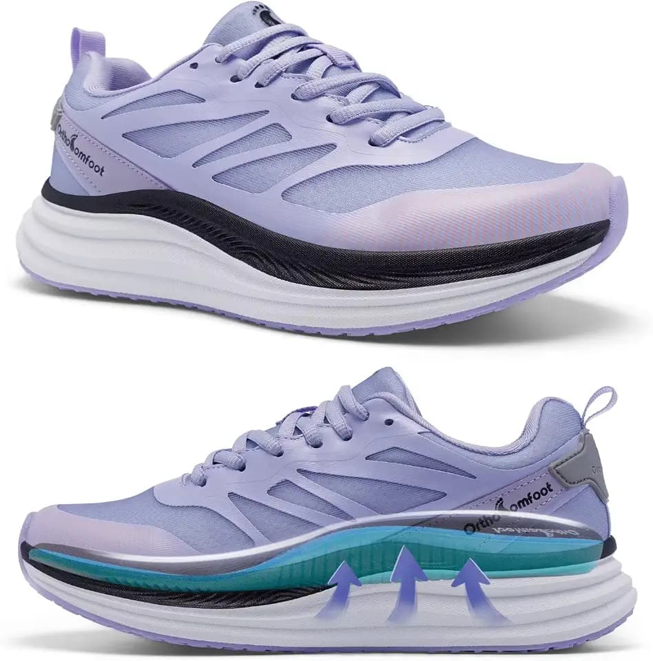 Women's Orthopedic Road Running Shoes: Comfortable Arch Supports Plantar Fasciitis Orthotic Athletic Sneakers, Casual Supportive Flat Feet High Arch Walking Shoes for Foot Heel and Pain Relief