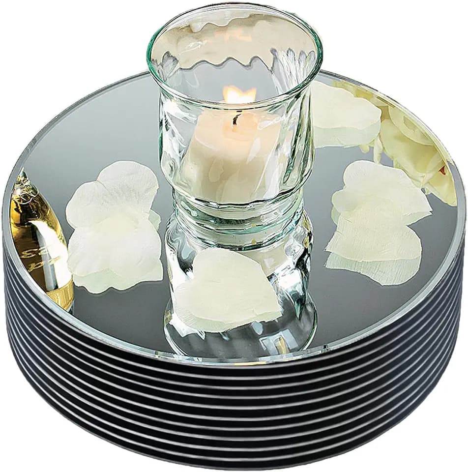 10" Round Mirror Centerpieces for Tables Decorations, 10 Pack Acrylic Circle Mirror Tray Candle Plate 2mm Thickness Mirror Centerpiece Table Decorations for Wedding Decorations Party, Wall Decor
