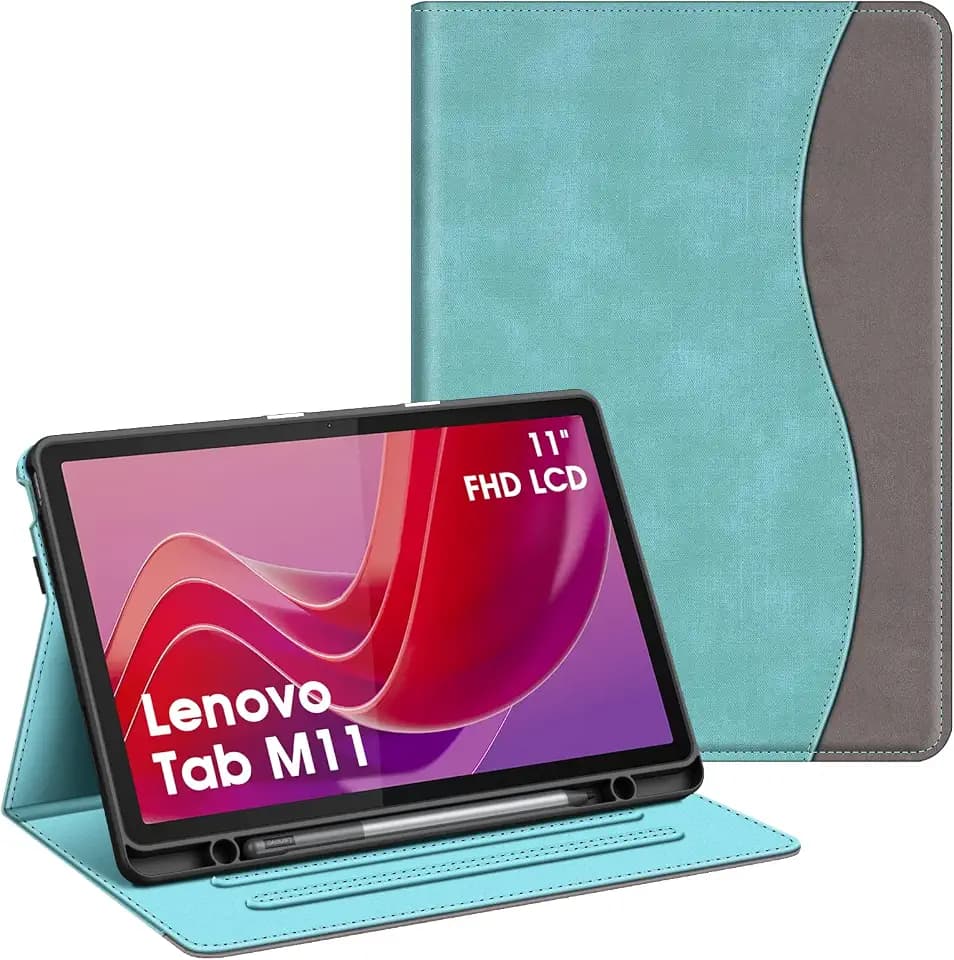 Fintie Hülle mit Stifthalter für Lenovo Tab M11 (TB330) 11 Zoll 2024,Türkis