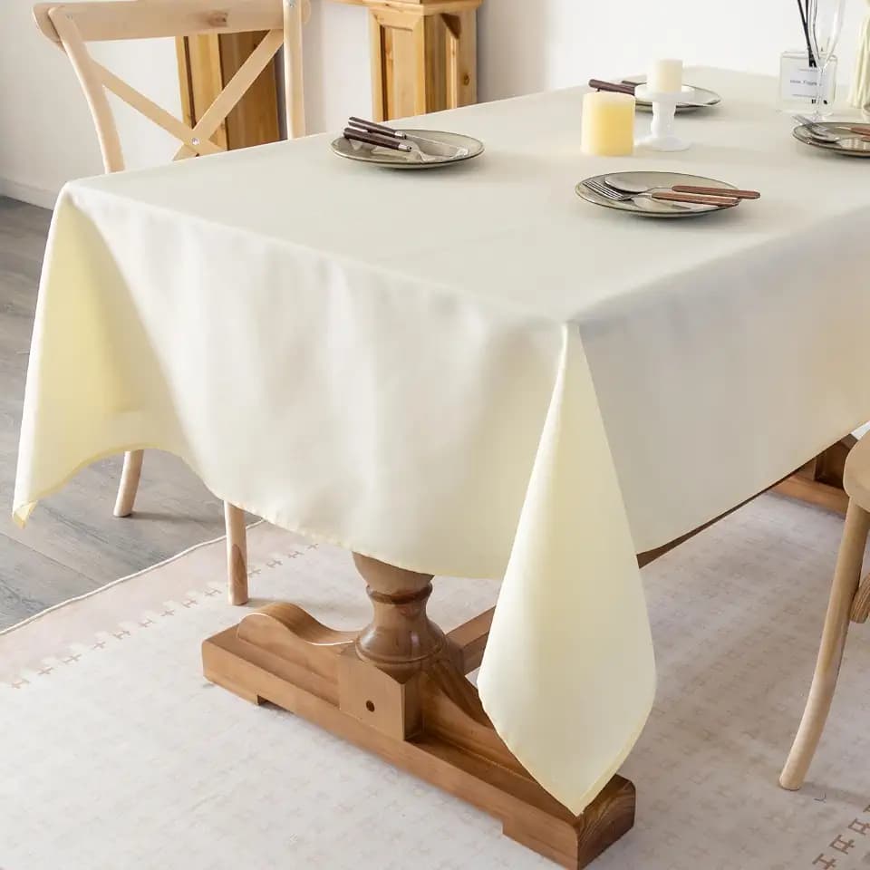 Beige Rectangle Tablecloth 60 x 84 Inch Polyester Fabric