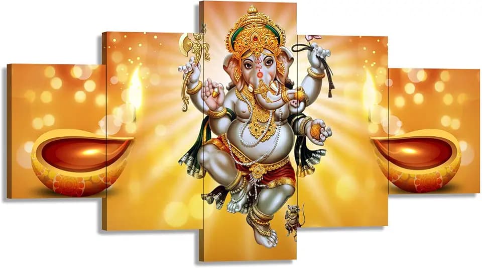ARNLRDYA Ganesh Wall Art Canvas Print, 60x32inch