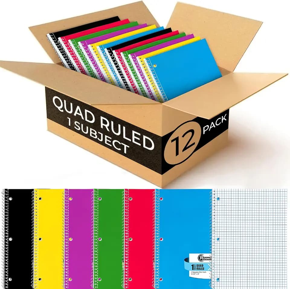 Rosmonde 1 Subject Graph Paper Spiral Notebook, 12 Pack, 70 Sheets